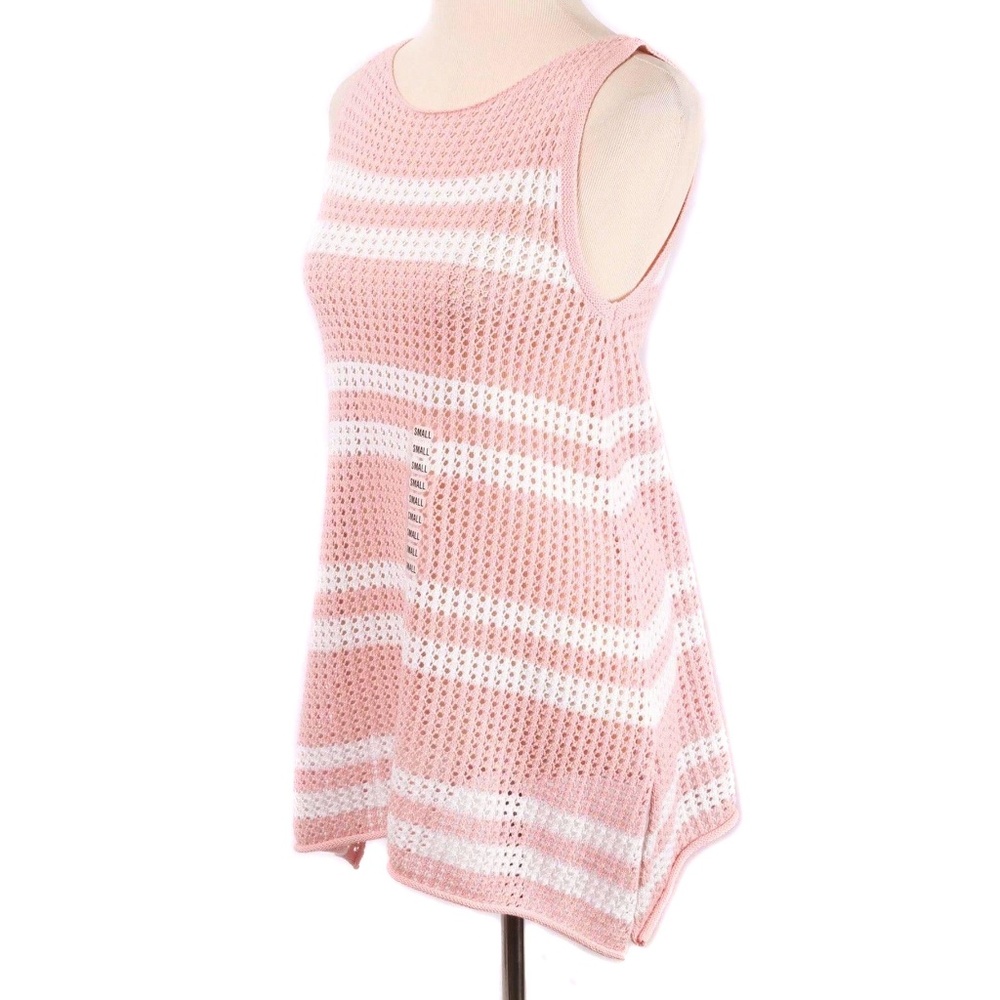 JEANNE PIERRE Pink & White Stripe Knit Tunic Tank or Coverup NWT - Picture 2 of 4